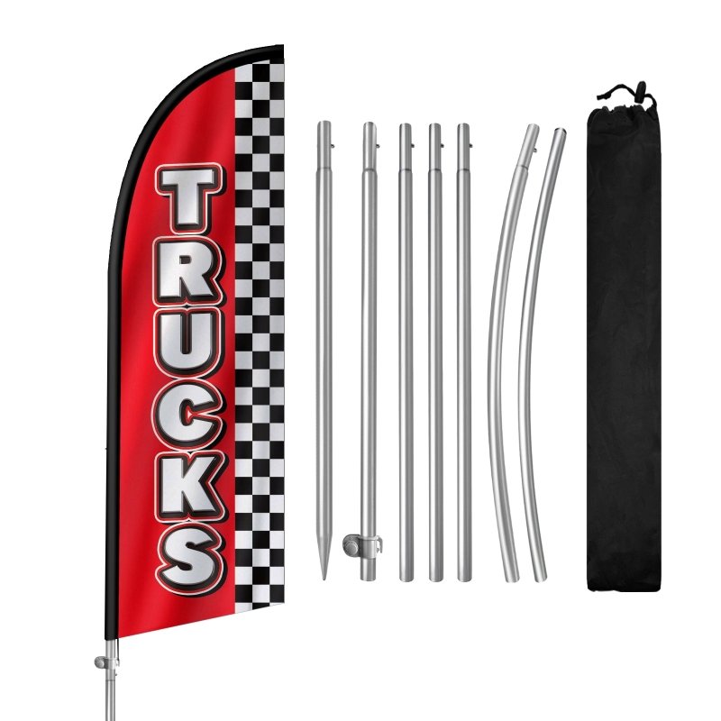 8FT Trucks Banner Feather Flag with Stainless Steel Pole Kit(2m flag set)