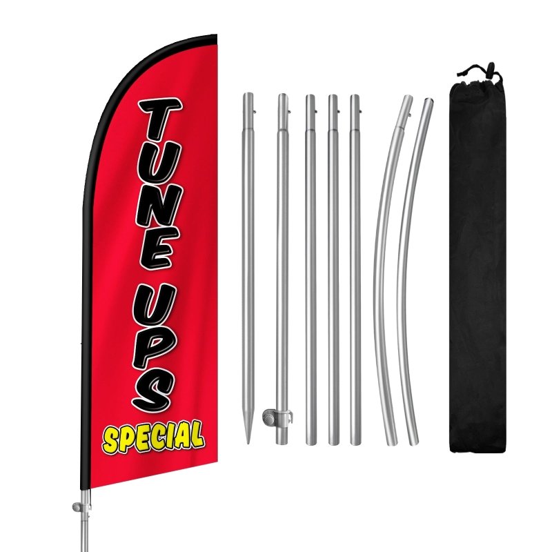 8FT Tune Ups Special Feather Flag with Stainless Steel Pole Kit(2m flag set)