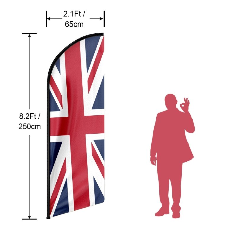 8FT United Kingdom Advertising Swooper Flag (Flagpole Not Included 3.4)