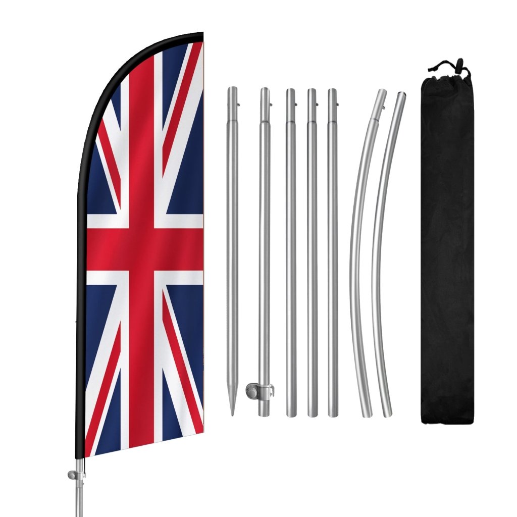 8FT United Kingdom Feather Flag with Stainless Steel Pole Kit(2m flag set)