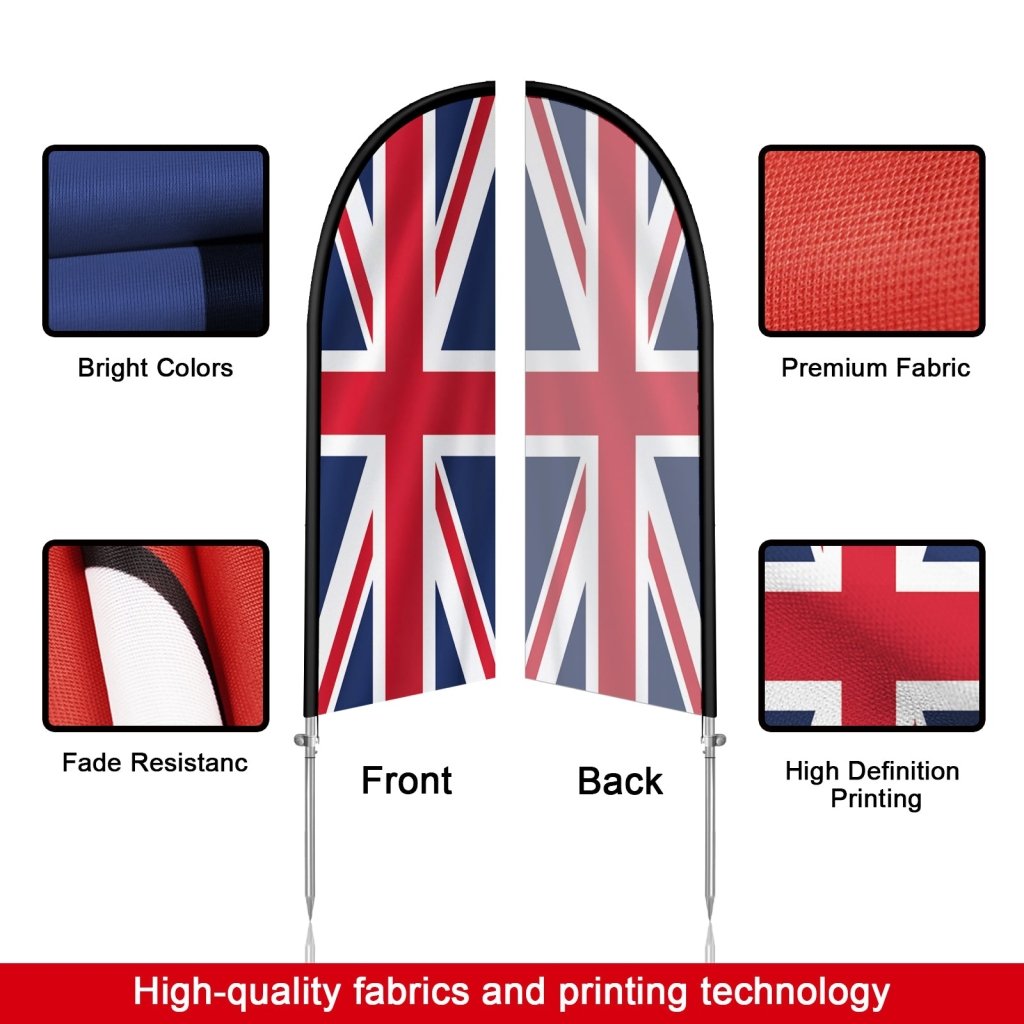 8FT United Kingdom Feather Flag with Stainless Steel Pole Kit(2m flag set)