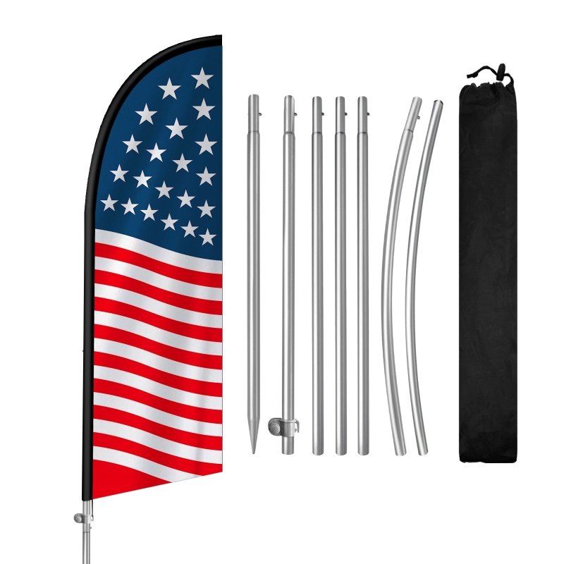 8FT US National Feather Flag with Stainless Steel Pole Kit(2m flag set)