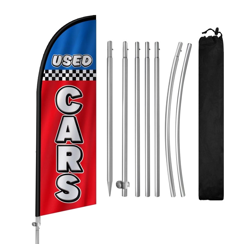 8FT Used Cars 01 Banner Feather Flag with Stainless Steel Pole Kit(2m flag set)