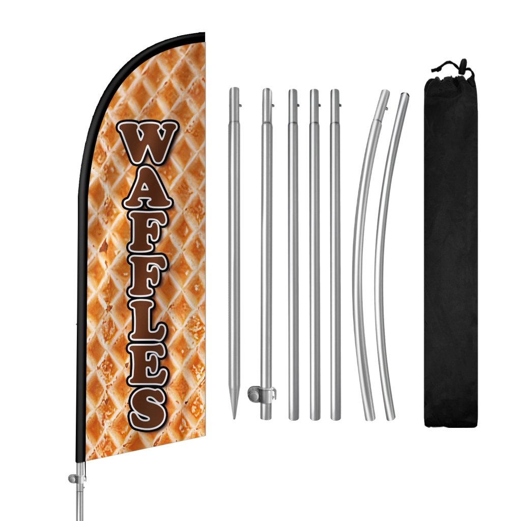 8FT Waffles Feather Flag with Stainless Steel Pole Kit(2m flag set)