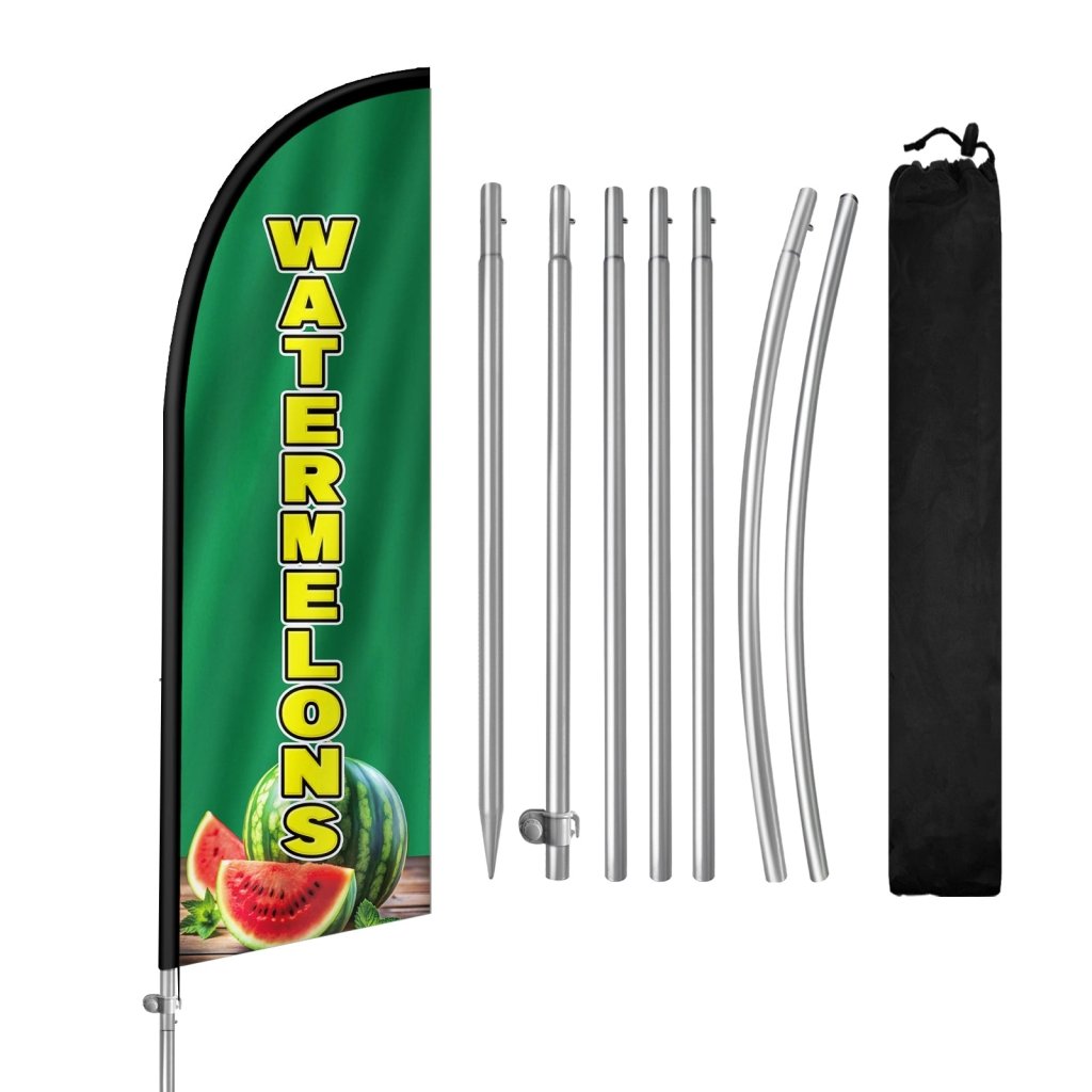 8FT Watermelons Feather Flag with Stainless Steel Pole Kit(2m flag set)