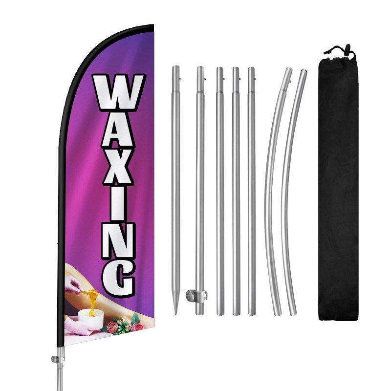 8FT Waxing Feather Flag with Stainless Steel Pole Kit(2m flag set)