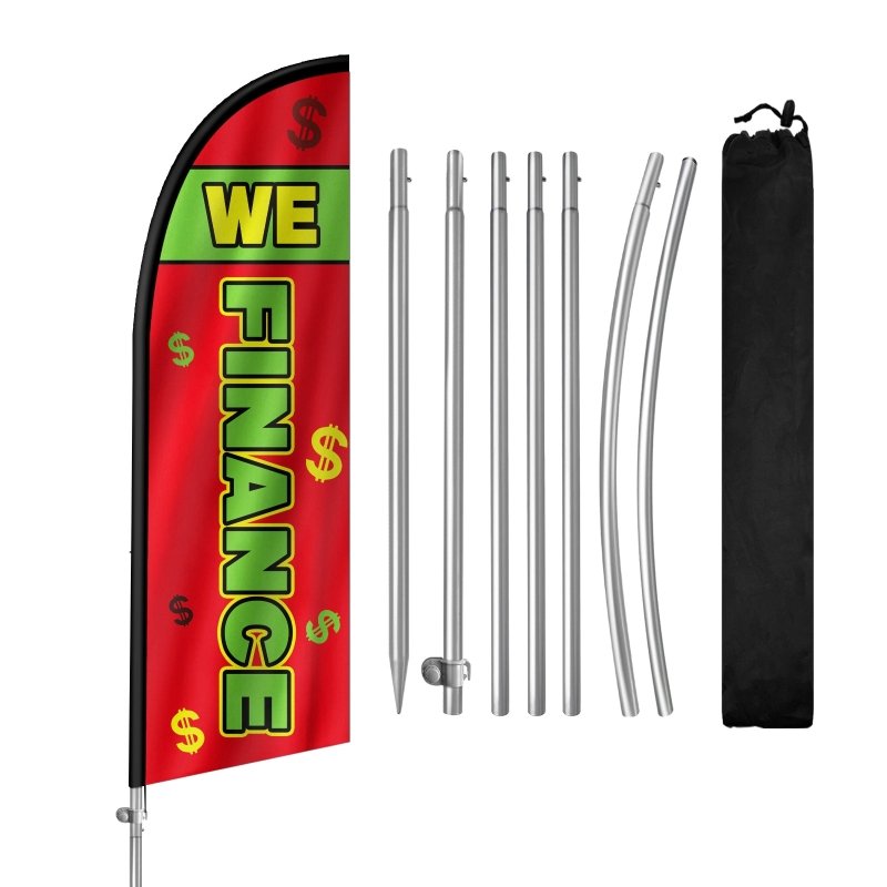 8FT We Finance Banner Feather Flag with Stainless Steel Pole Kit(2m flag set)