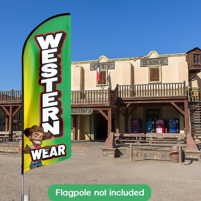 8FT Western Wear Advertising Swooper Flag (Flagpole Not Included 3.4)