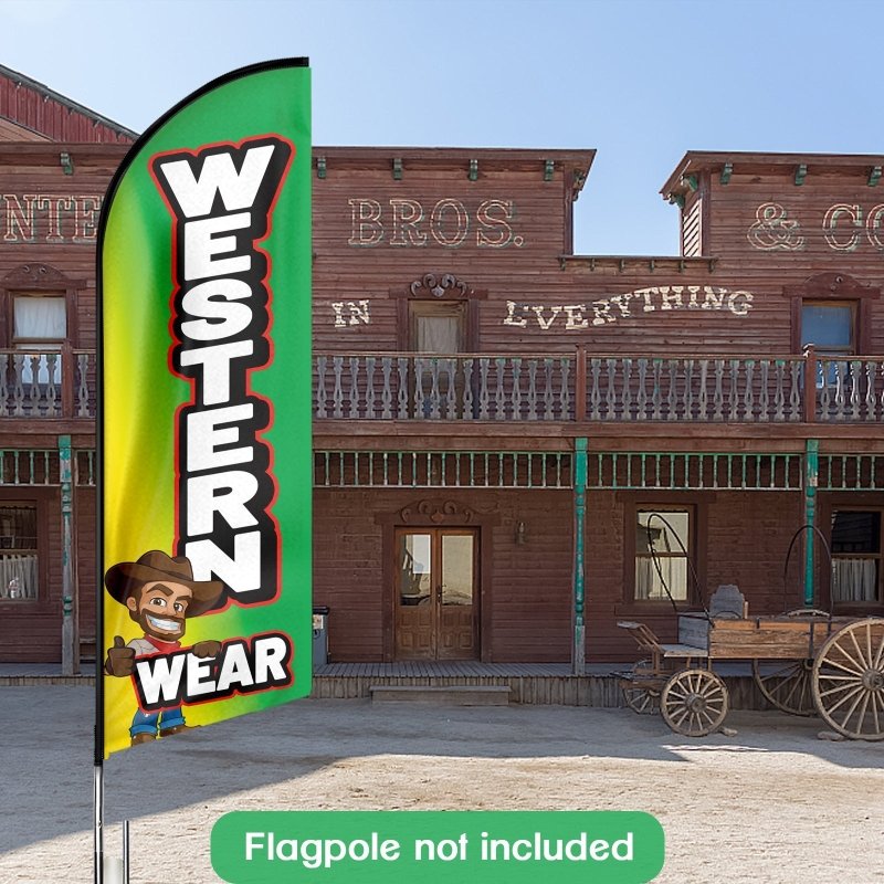 8FT Western Wear Advertising Swooper Flag (Flagpole Not Included 3.4)