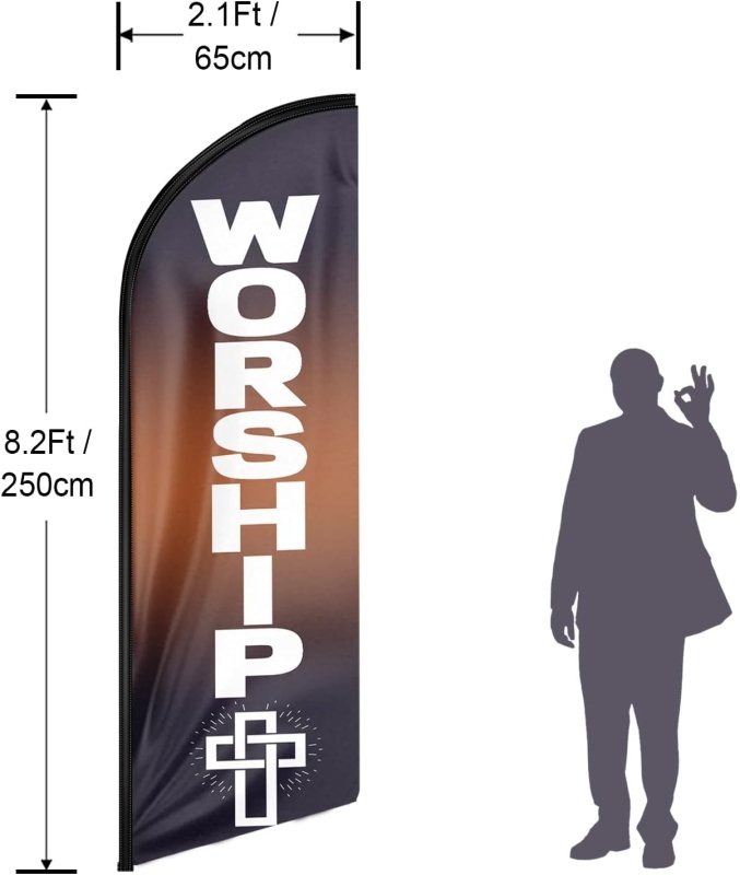 8FT Worship Advertising Swooper Flag(Flagpole Not Included 3.4)