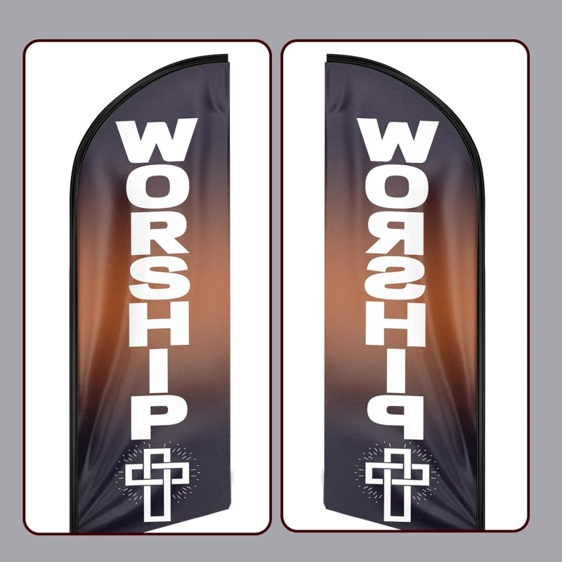 8FT Worship Advertising Swooper Flag(Flagpole Not Included 3.4)