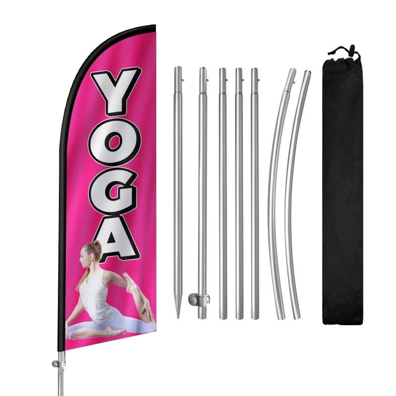 8FT Yoga Banner Feather Flag with Stainless Steel Pole Kit(2m flag set)