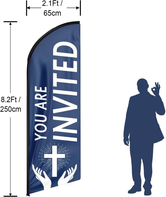 8FT You Are Invited Advertising Swooper Flag(Flagpole Not Included 3.4)