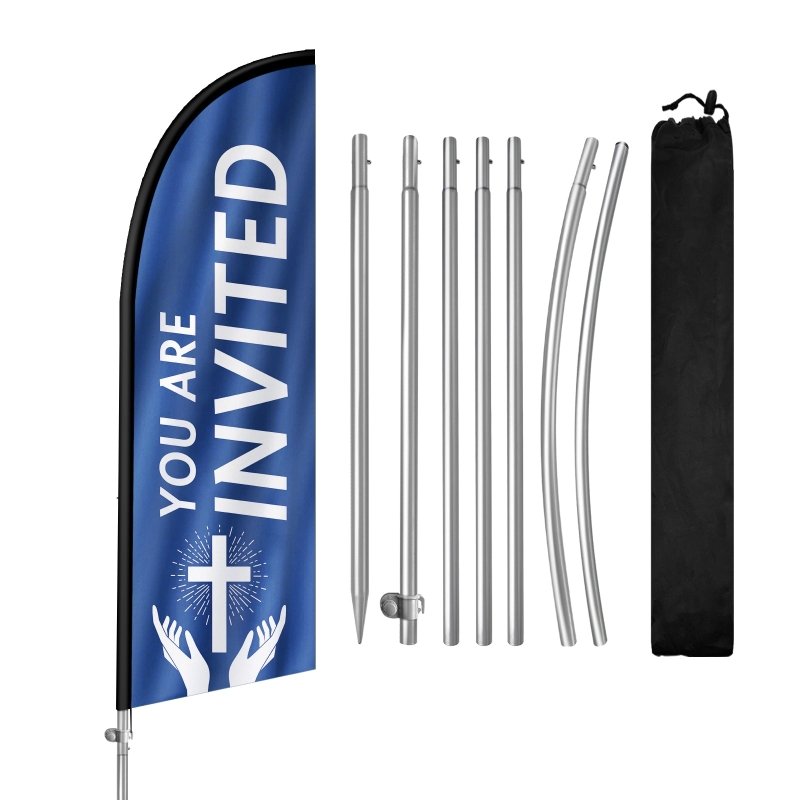 8FT You Are Invited Banner Feather Flag with Stainless Steel Pole Kit(2m flag set)