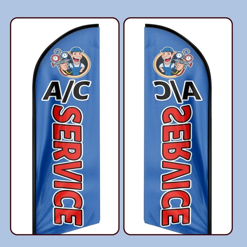 A/C Service Themed Feather Flag, 11FT A/C Service Advertising Swooper Flag Fit 15FT Flagpole(Flagpole Not Included 4.3)