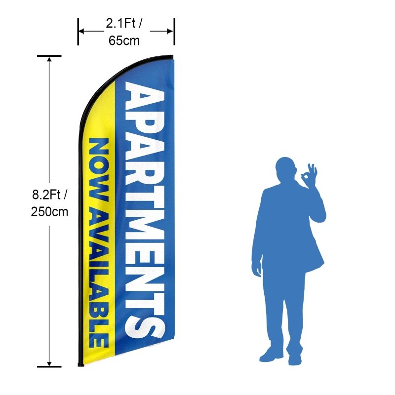 Apartment For Rent Sign - 8FT Apartments Now Available Advertising Swooper Flag (Flagpole Not Included 3.4)