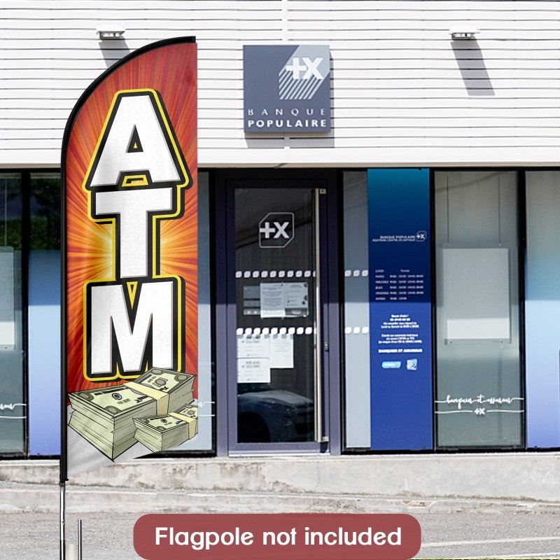 Atm Flag - 8FT Atm Advertising Swooper Flag (Flagpole Not Included 3.4)