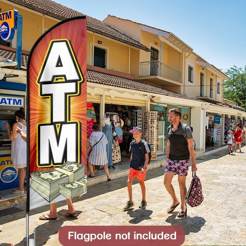 Atm Flag - 8FT Atm Advertising Swooper Flag (Flagpole Not Included 3.4)