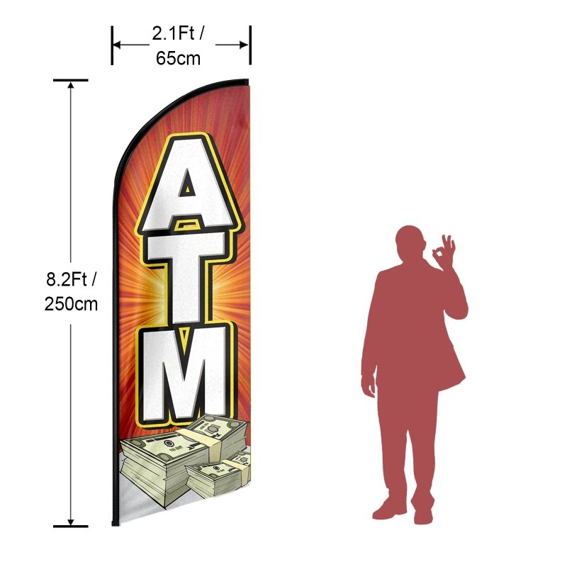 Atm Flag - 8FT Atm Advertising Swooper Flag (Flagpole Not Included 3.4)