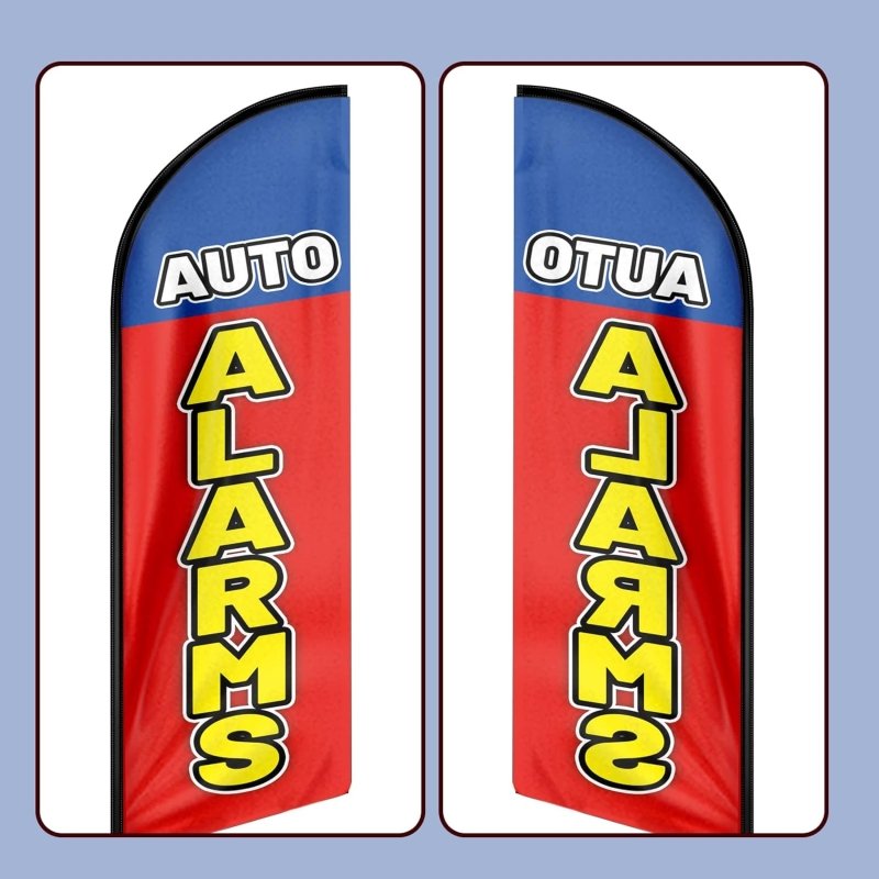 Auto Alarms Themed Feather Flag, 11FT Auto Alarms Advertising Swooper Flag Fit 15FT Flagpole(Flagpole Not Included 4.3)