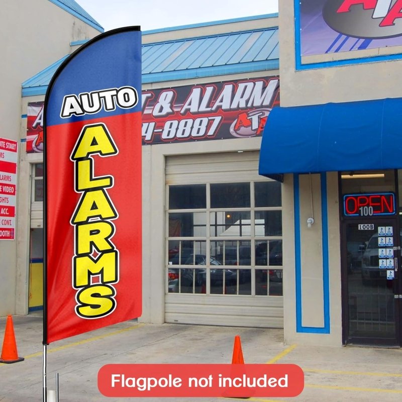 Auto Alarms Themed Feather Flag, 11FT Auto Alarms Advertising Swooper Flag Fit 15FT Flagpole(Flagpole Not Included 4.3)