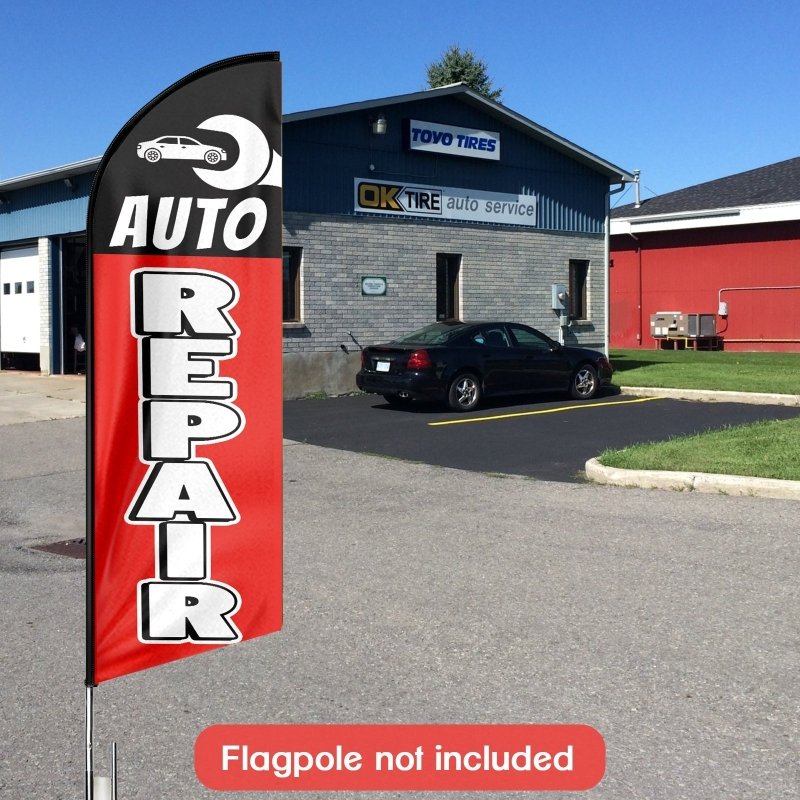 Auto Repair Shop Signs - 8FT Auto Repair Advertising Swooper Flag (Flagpole Not Included 3.4)