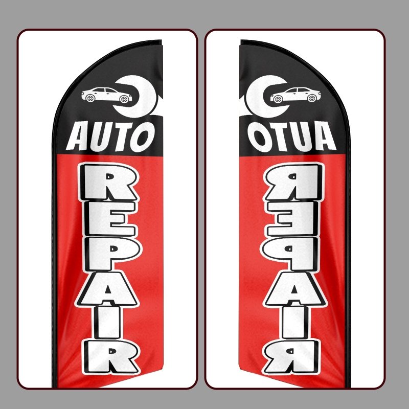 Auto Repair Shop Signs - 8FT Auto Repair Advertising Swooper Flag (Flagpole Not Included 3.4)