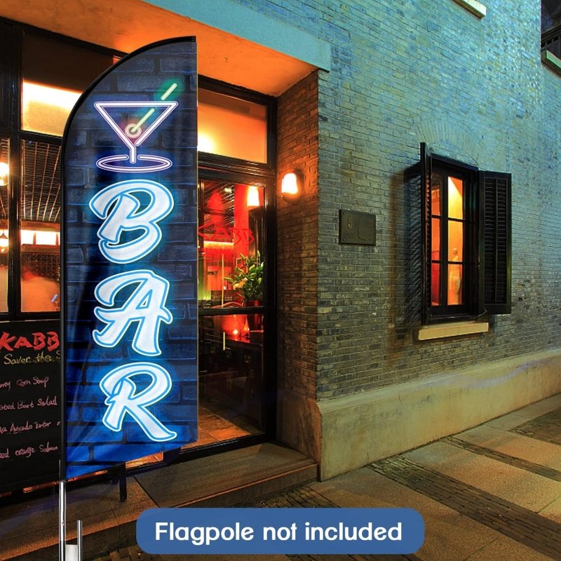 Bar Sign - 11FT Bar Advertising Swooper Feather Flag Fit 15FT Flagpole(Flagpole Not Included 4.3)