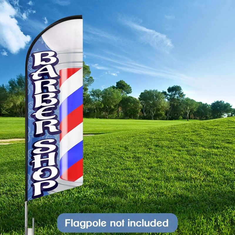 Barber Shop Flag - 11FT Barbershop - 1 Advertising Swooper Flag Fit 15FT Flagpole (Flagpole Not Included 4.3)