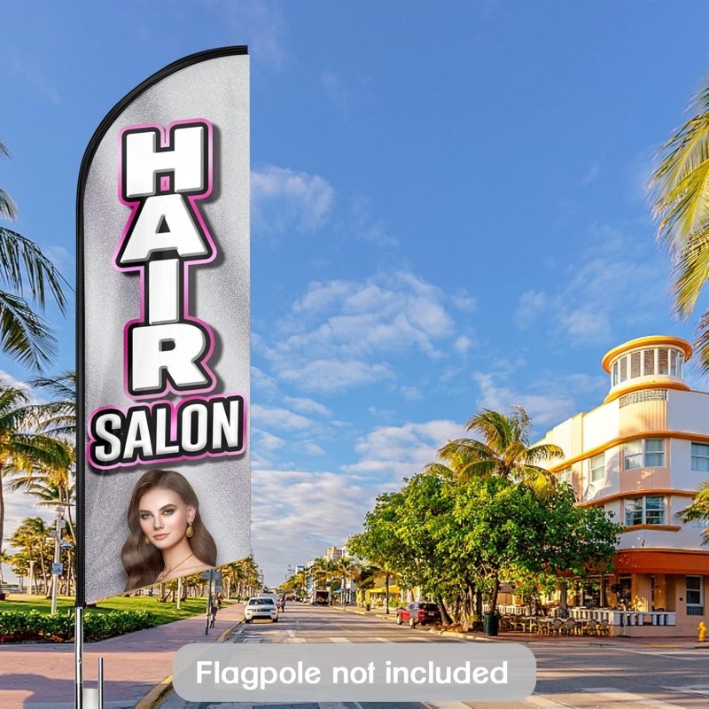 Barber Sign - 11FT Hair Salon Advertising Swooper Flag Fit 15FT Flagpole (Flagpole Not Included 4.3)