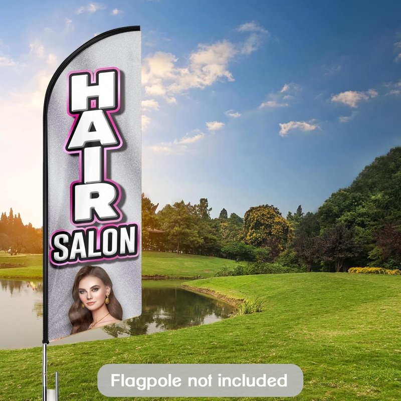 Barber Sign - 11FT Hair Salon Advertising Swooper Flag Fit 15FT Flagpole (Flagpole Not Included 4.3)