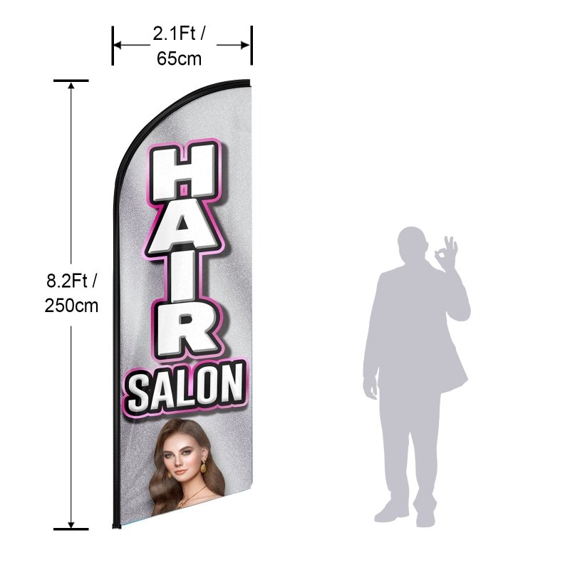 Barber Sign - 8FT Hair Salon Advertising Swooper Flag (Flagpole Not Included 3.4)