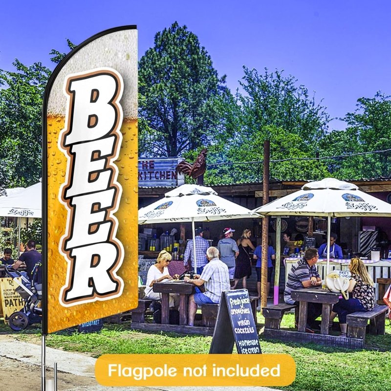 Beer Flag - 11FT Beer Advertising Swooper Feather Flag Fit 15FT Flagpole(Flagpole Not Included 4.3)