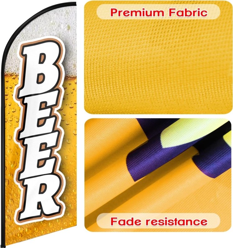 Beer Flag - 11FT Beer Advertising Swooper Feather Flag Fit 15FT Flagpole(Flagpole Not Included 4.3)