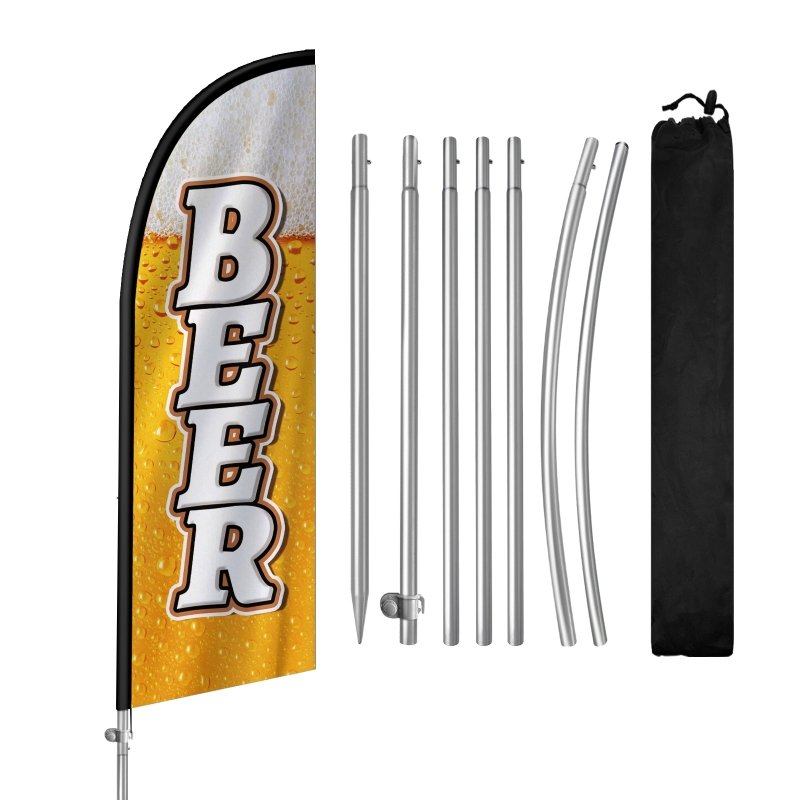 Beer Flag - 8FT Beer Banner Feather Flag with Stainless Steel Pole Kit(2m flag set)