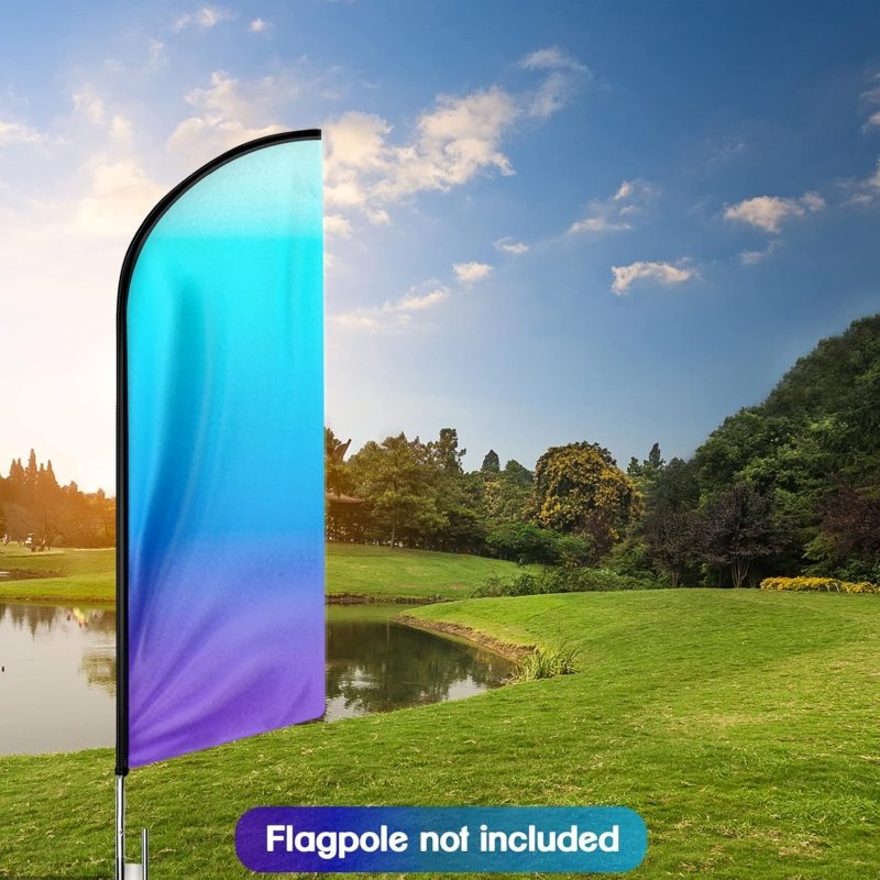 Blue Purple Gradient Themed Feather Flag, 8FT Blue Purple Gradient Advertising Swooper Flag(Flagpole Not Included 3.4)