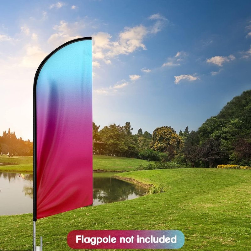 Blue Red Gradient Themed Feather Flag, 8FT Blue Red Gradient Advertising Swooper Flag(Flagpole Not Included 3.4)