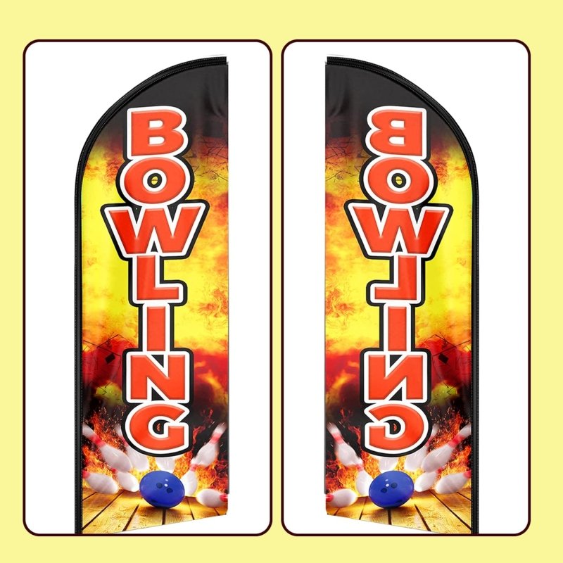 Bowling Flag - 8FT Bowling Advertising Swooper Flag (Flagpole Not Included 3.4)