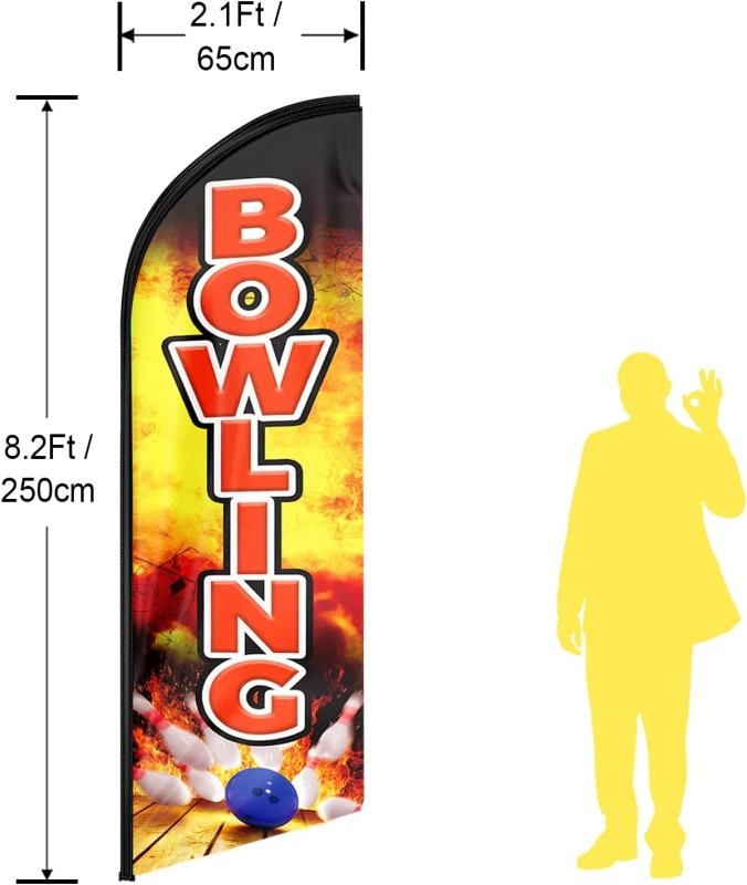 Bowling Flag - 8FT Bowling Advertising Swooper Flag (Flagpole Not Included 3.4)