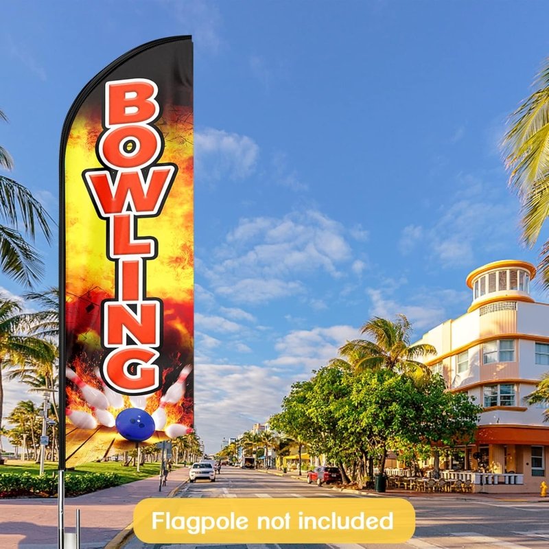 Bowling Flag - 8FT Bowling Advertising Swooper Flag (Flagpole Not Included 3.4)