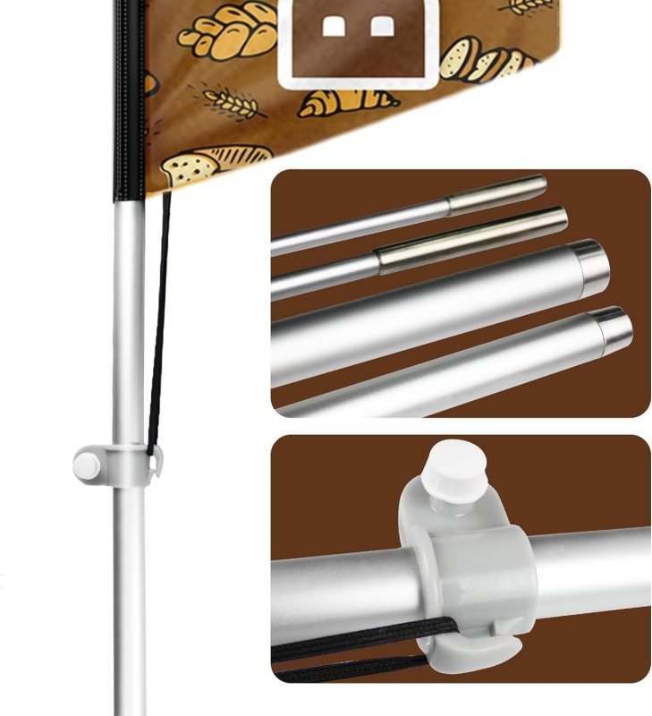 Bread Sign - 11FT Polyester Bread Flag with Aluminium Alloy Pole Kit(3.4m)