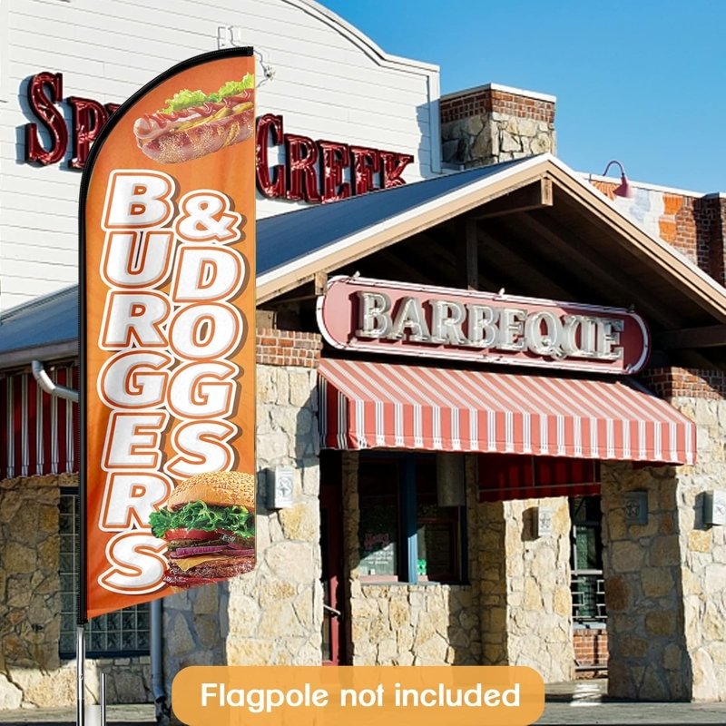 Burgers & Dogs Themed Feather Flag, 11FT Advertising Swooper Flag Fit 15FT Flagpole(Flagpole Not Included 4.3)