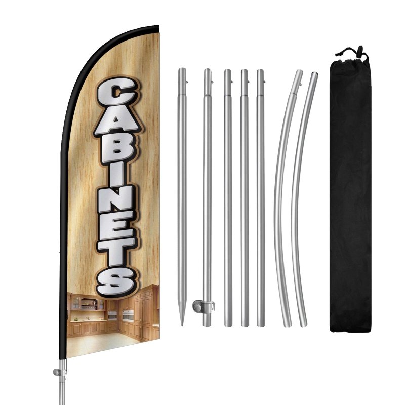 Cabinet Sign - 8FT Cabinets Banner Feather Flag with Stainless Steel Pole Kit(2m flag set)