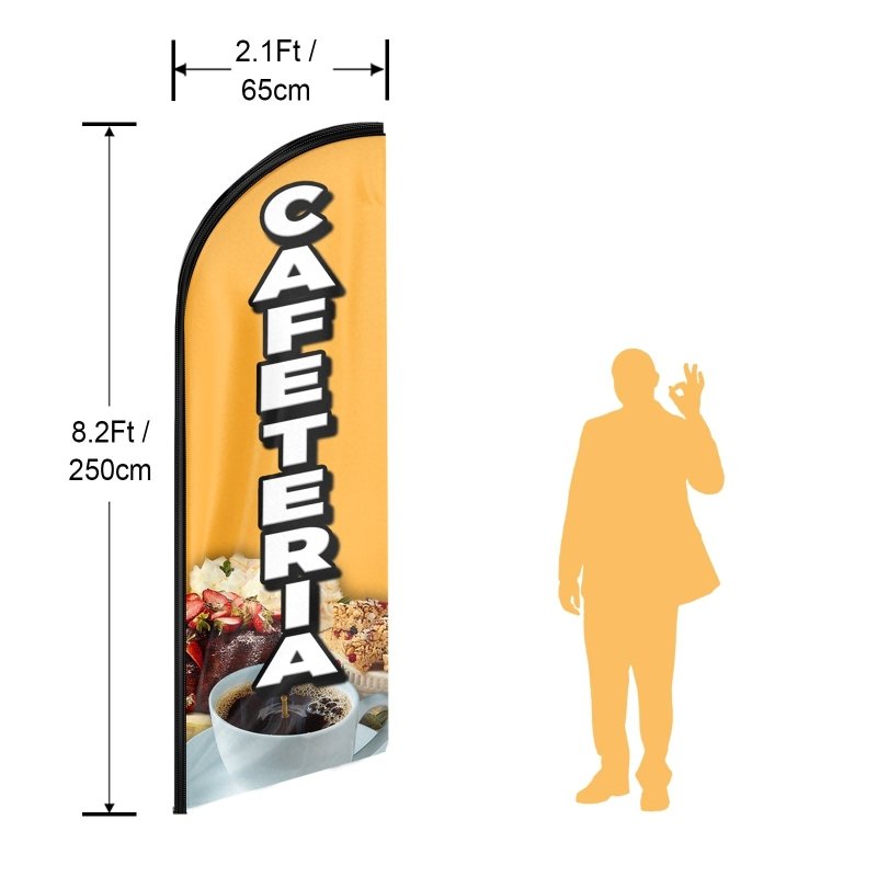 Cafeteria Signs - 8FT Cafeteria Swooper Flag Fit 11FT Flagpole (Flagpole Not Included 3.4)