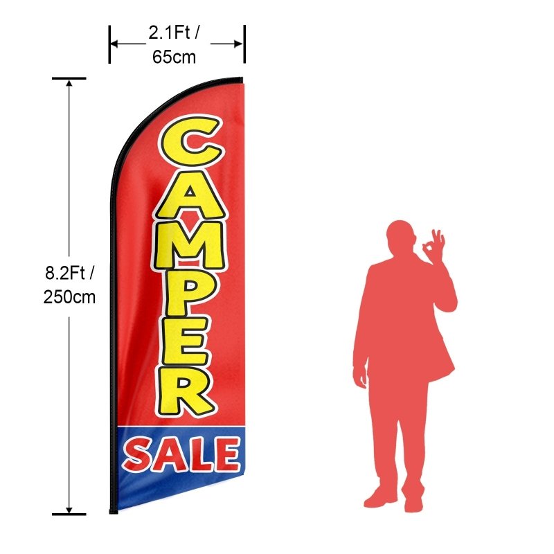 Camper Flag - 8FT Camper Advertising Swooper Flag (Flagpole Not Included 3.4)