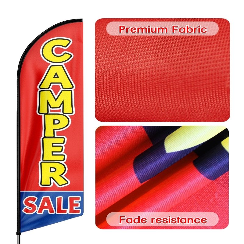 Camper Flag - 8FT Camper Advertising Swooper Flag (Flagpole Not Included 3.4)