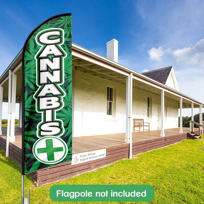 Cannabis Flag - 11FT Cannabis Advertising Swooper Feather Flag Fit 15FT Flagpole(Flagpole Not Included 4.3)