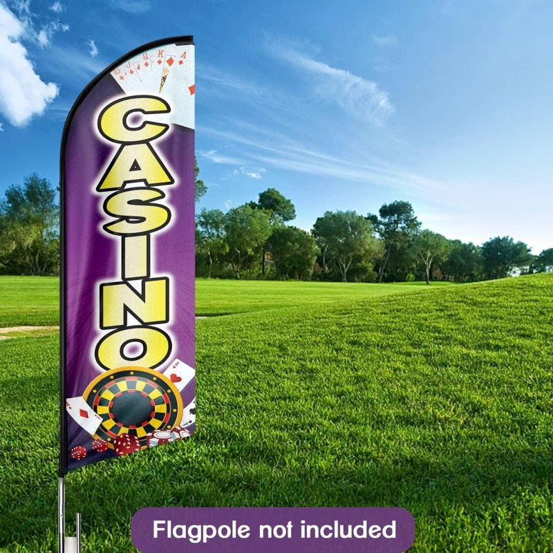 Casino Flag - 11FT Casino Advertising Swooper Feather Flag Fit 15FT Flagpole(Flagpole Not Included 4.3)