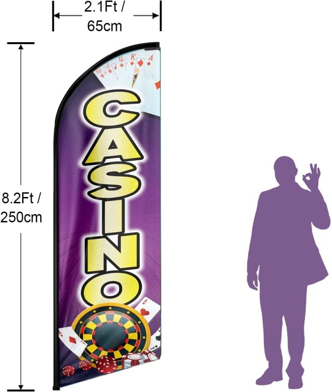 Casino Flag - 8FT Casino Advertising Swooper Flag(Flagpole Not Included 3.4)