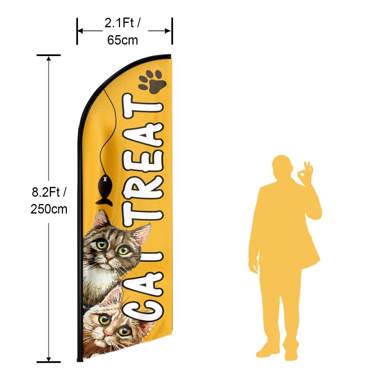 Cat Food Sign - 8FT Cat Food Advertising Swooper Flag (Flagpole Not Included 3.4)